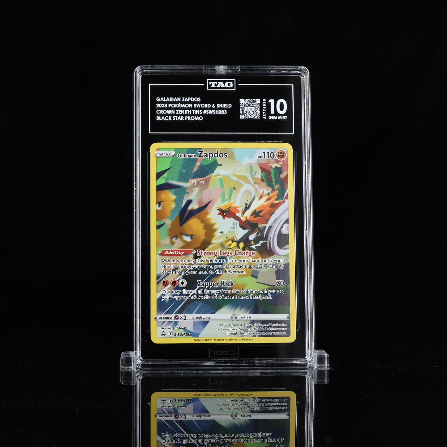 Pokemon TAG 10 Galarian Zapdos #SWSH283 2023 Crown Zenith Promo