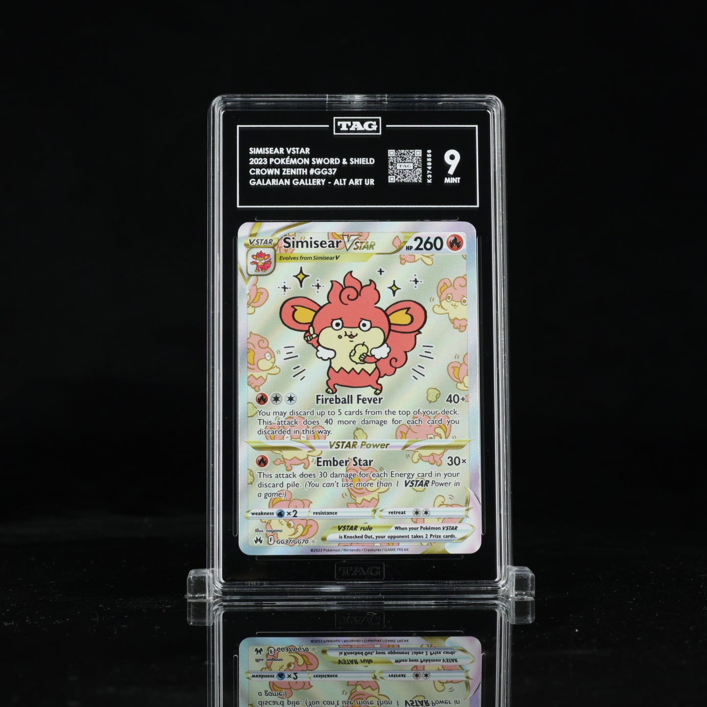 Pokemon TAG 9 Simisear VSTAR #GG37 2023 Crown Zenith