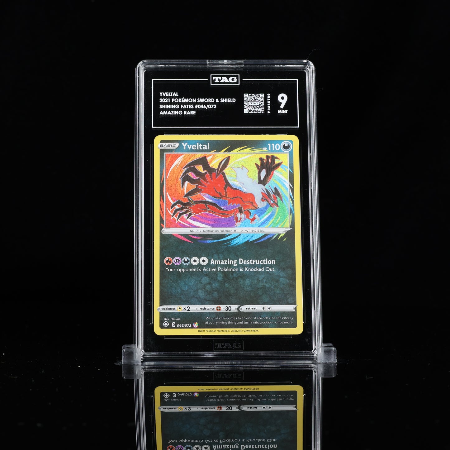 Pokemon TAG 9 Yveltal #046/072 Shining Fates Amazing Rare