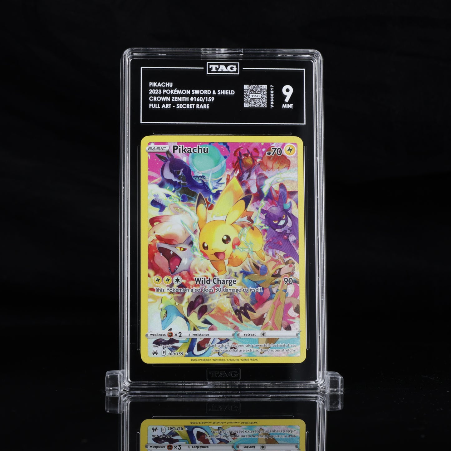Pokemon TAG 9 Pikachu #160/159 2023 Crown Zenith Secret Rare