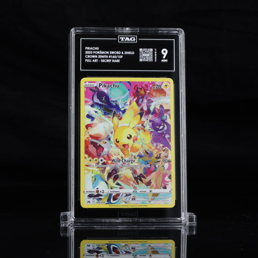 Pokemon TAG 9 Pikachu #160/159 2023 Crown Zenith Secret Rare