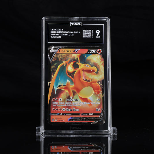 Pokemon TAG 9 Charizard V #017/172 2022 Brilliant Stars Ultra Rare
